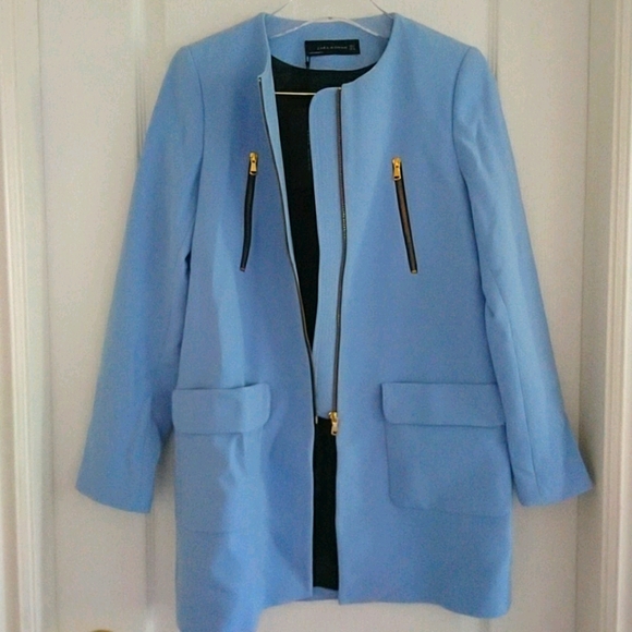 ZARA BNWT blue zip front frock coat - Picture 6 of 8